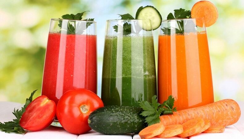 Nízkokalorické zeleninové šťavy v jedálnom lístku pitnej diéty