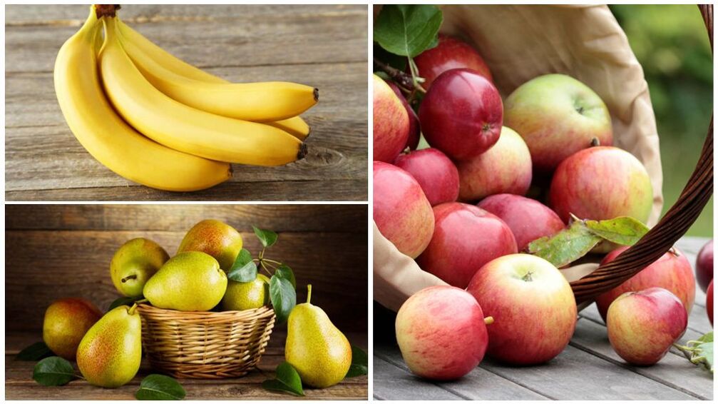 Dobré ovocie na dnu - banány, hrušky a jablká